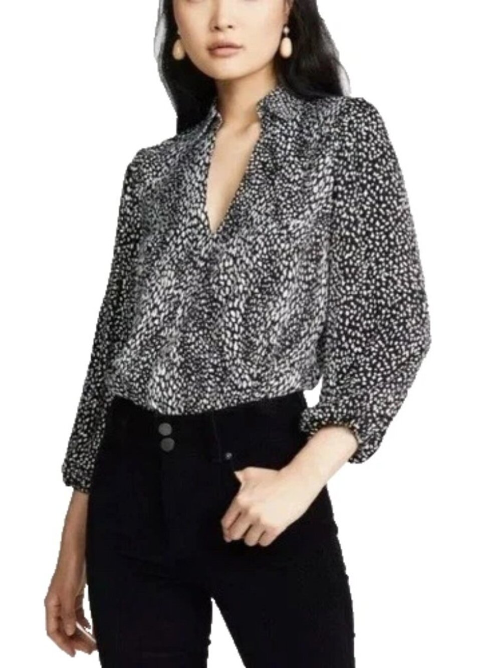Alice + Olivia Willa Floral Blouson Cutout blouse